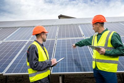 Maintenance Technician Inspecting Panels